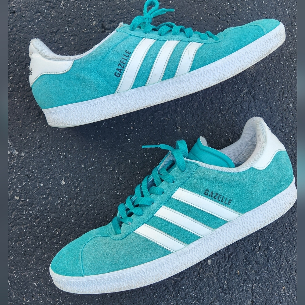 Adidas Suede Gazelle Turquoise Low Top Arctic Fusion Leather Mens Trainers 10M - Picture 1 of 7